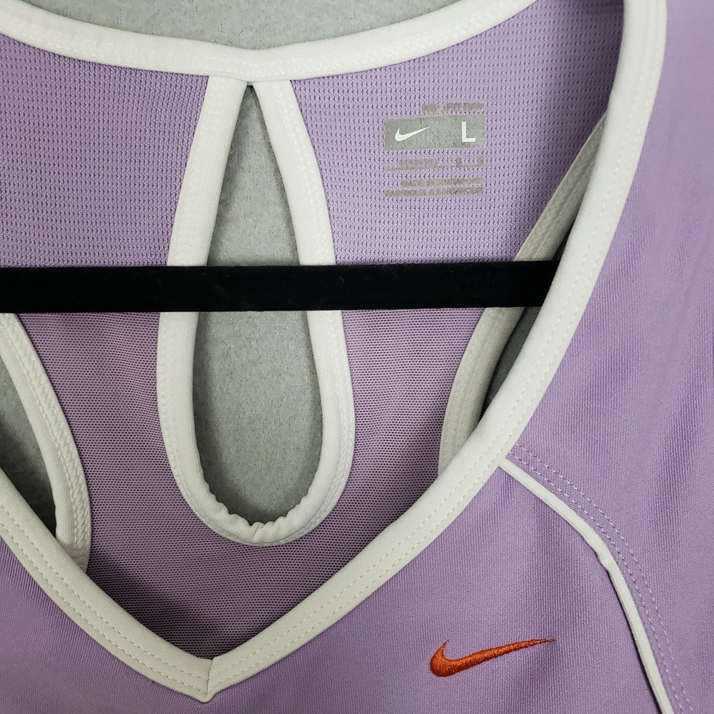 Nike Women's L Racerback Tank Top Pastel Purple Running Track Stripe Athletic - Picture 7 of 13